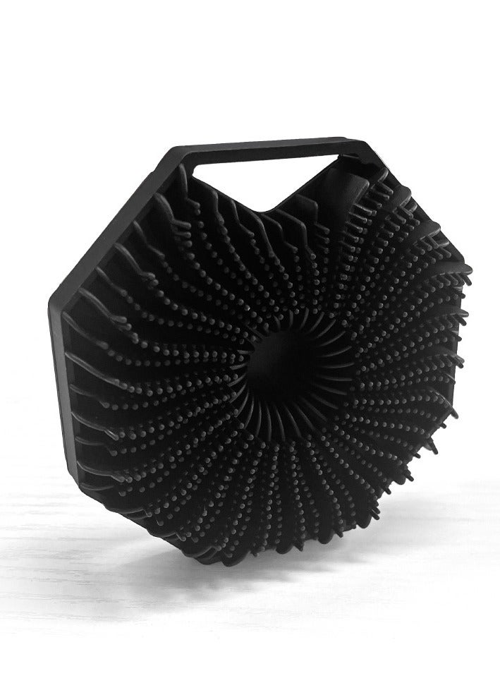 Ruili Antibacterial silicone body scrub brush, exfoliating bath brush, suitable for sensitive skin, eco-friendly bath scrub brush, deep cleanses the body, non-slip handle, gentle massage (black). - Image 1